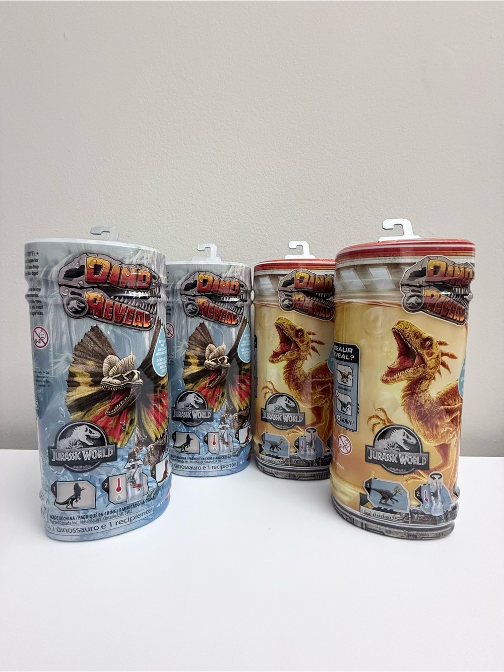NEW Lot of 4 Jurassic World Dino Reveal Dinosaur Toys Mystery Packs